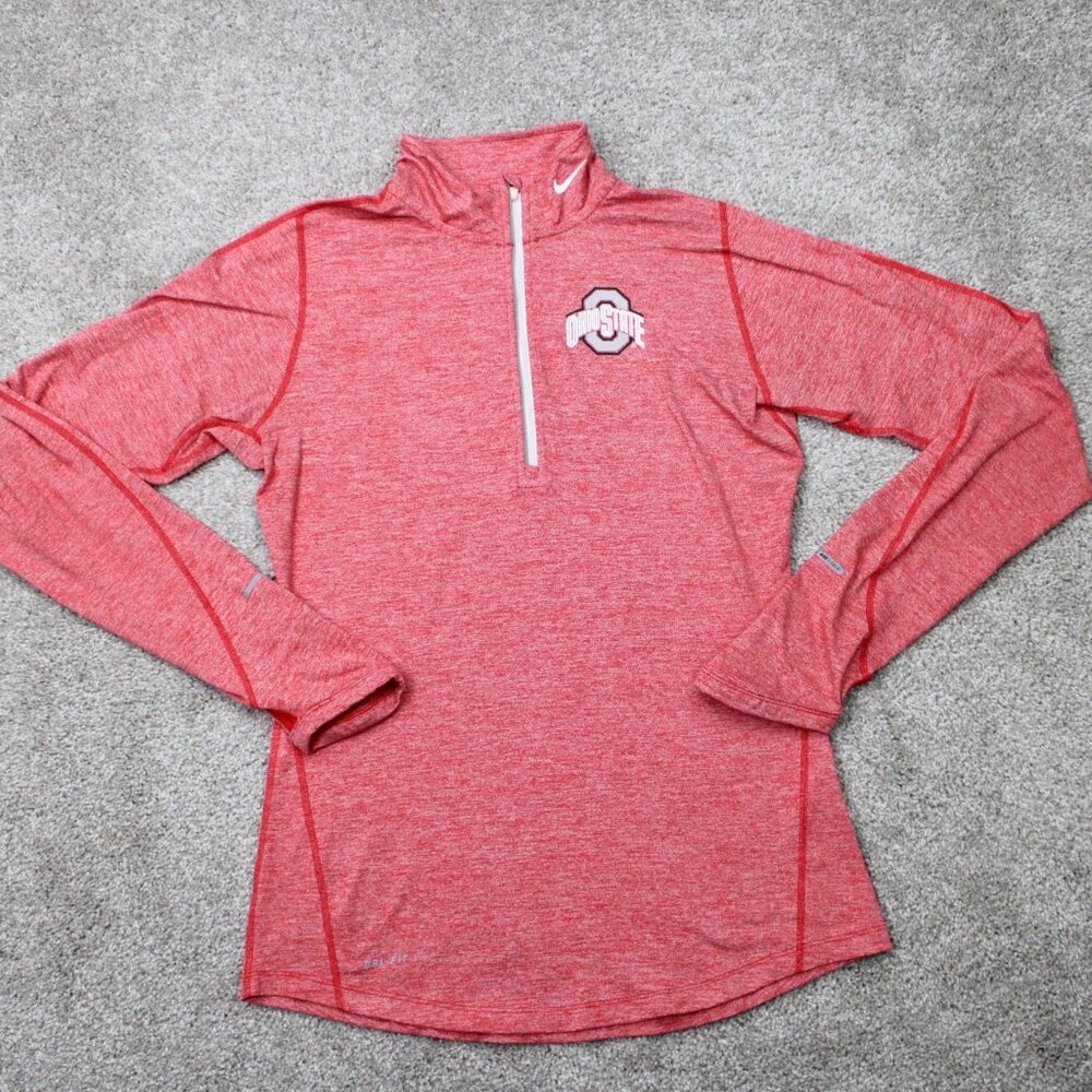 Nike Element Ohio State‎ Sweatshirt Mens Small Red Dri-Fit 1/4 Zip L/S Pullover